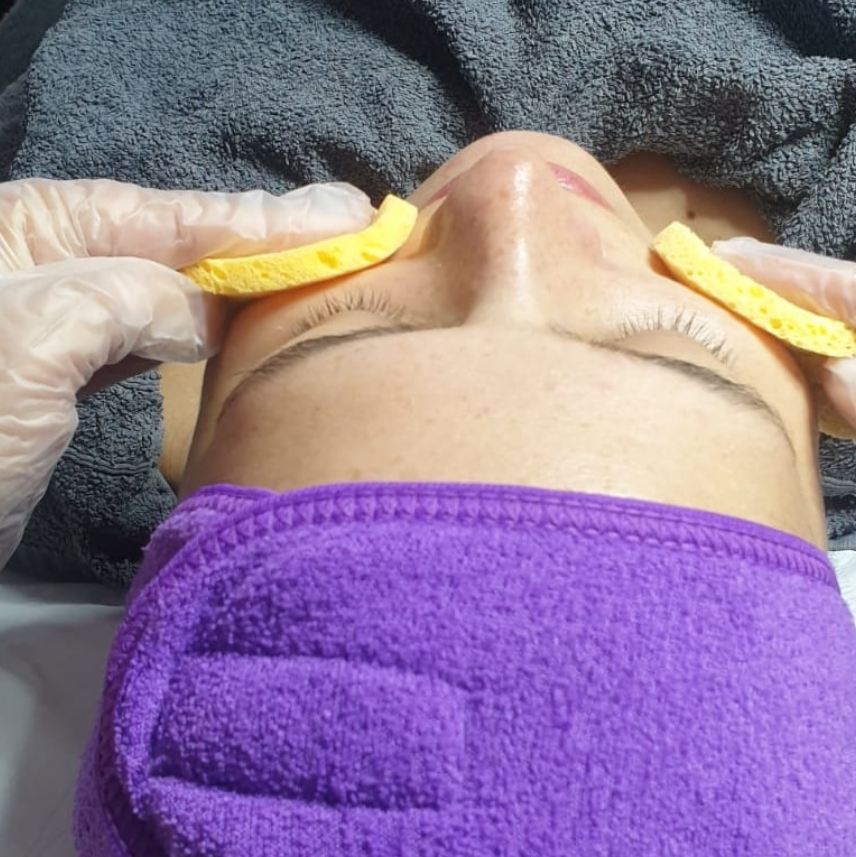 Beauty treatment being carried out around the eye area at Kat's Beauty